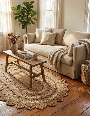 5' 1 x 8' Handmade Braided Jute Oval Rug