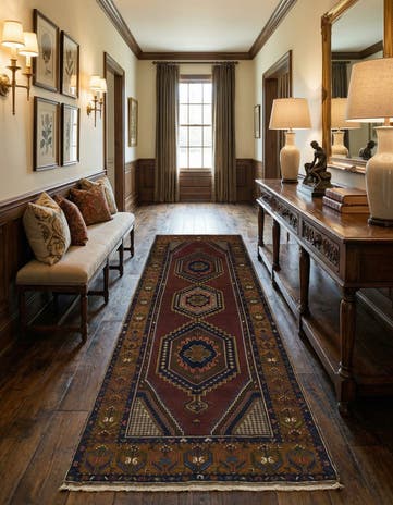 4' 2 x 9' 2 Hand Knotted Anatolian Wool Runner Rug
