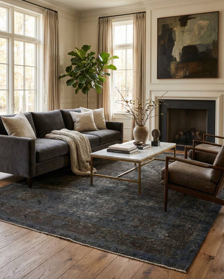Detail image of 6' 8 x 9' 9 Hand Knotted Ultra Vintage Persian Wool Rug