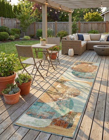 2' 7 x 12' Easy-Clean Modern Indoor / Outdoor Runner Rug