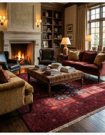 7' 11 x 9' 9 Hand Knotted Afghan Akhche Wool Rug