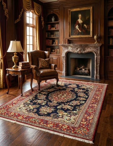 4' 7 x 6' 8 Hand Knotted Qom Persian Rug