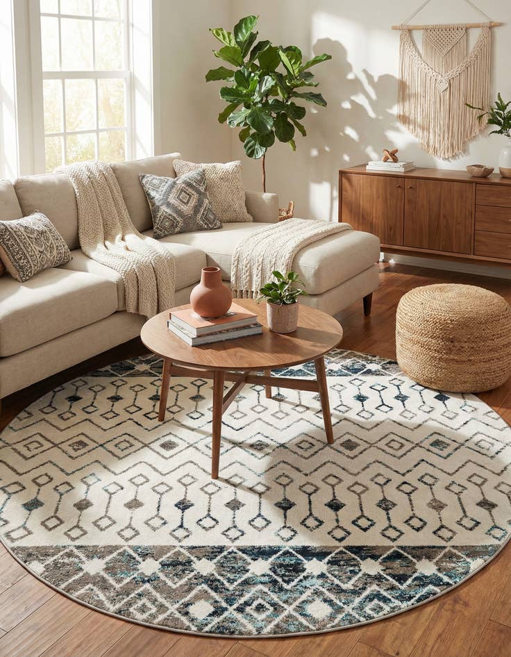 Detail image of  7' 10 x 7' 10 Moroccan Trellis Round Rug