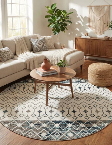 7' 10 x 7' 10 Moroccan Trellis Round Rug