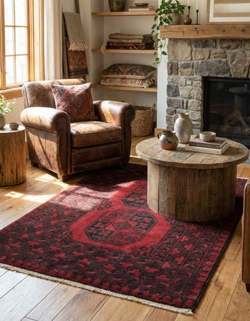 3' 5 x 4' 9 Hand Knotted Afghan Akhche Wool Rug
