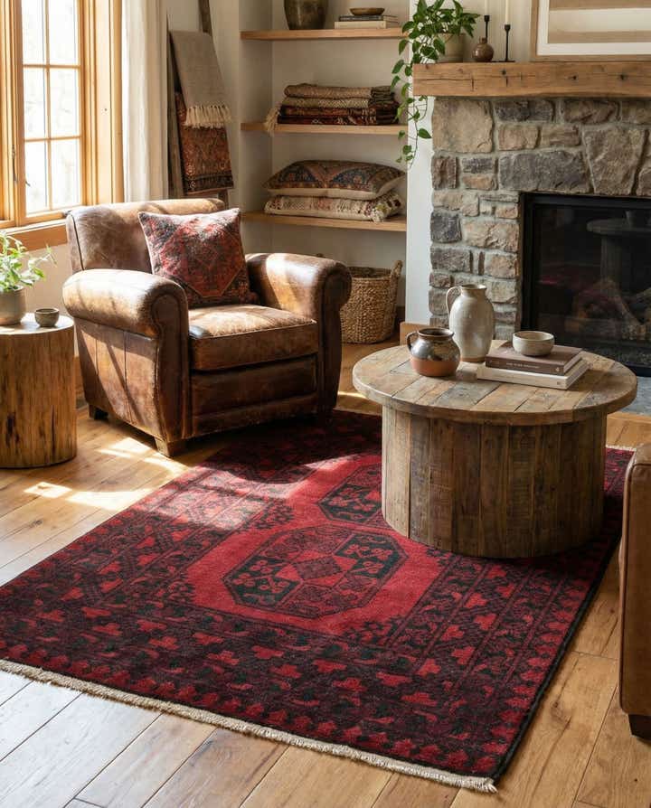 3' 5 x 4' 9 Hand Knotted Afghan Akhche Wool Rug