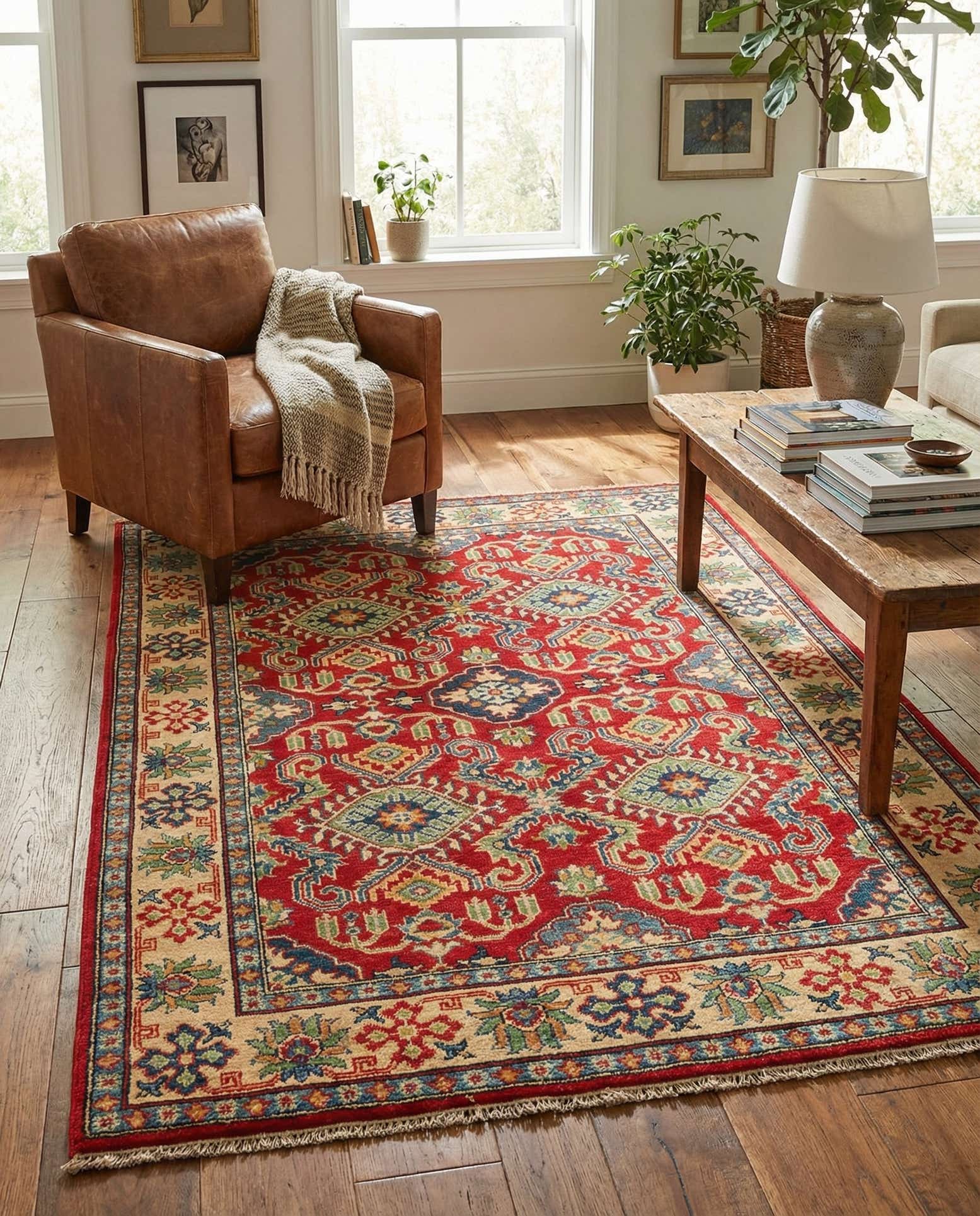 4' 10 x 6' 8 Hand Knotted Kazak Rug
