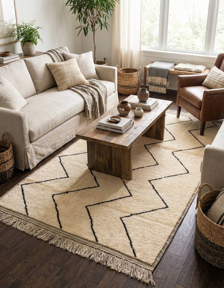 Detail image of 5' 4 x 8' 5  Hand Knotted Moroccan Wool Rug