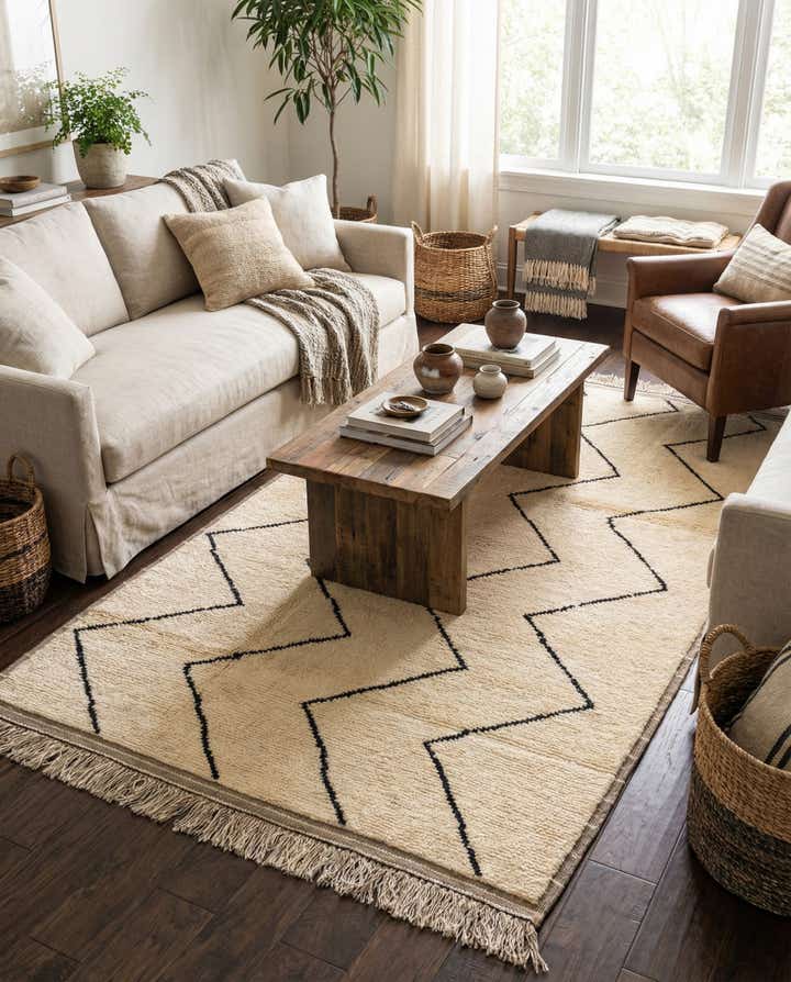 5' 4 x 8' 5 Hand Knotted Moroccan Wool Rug