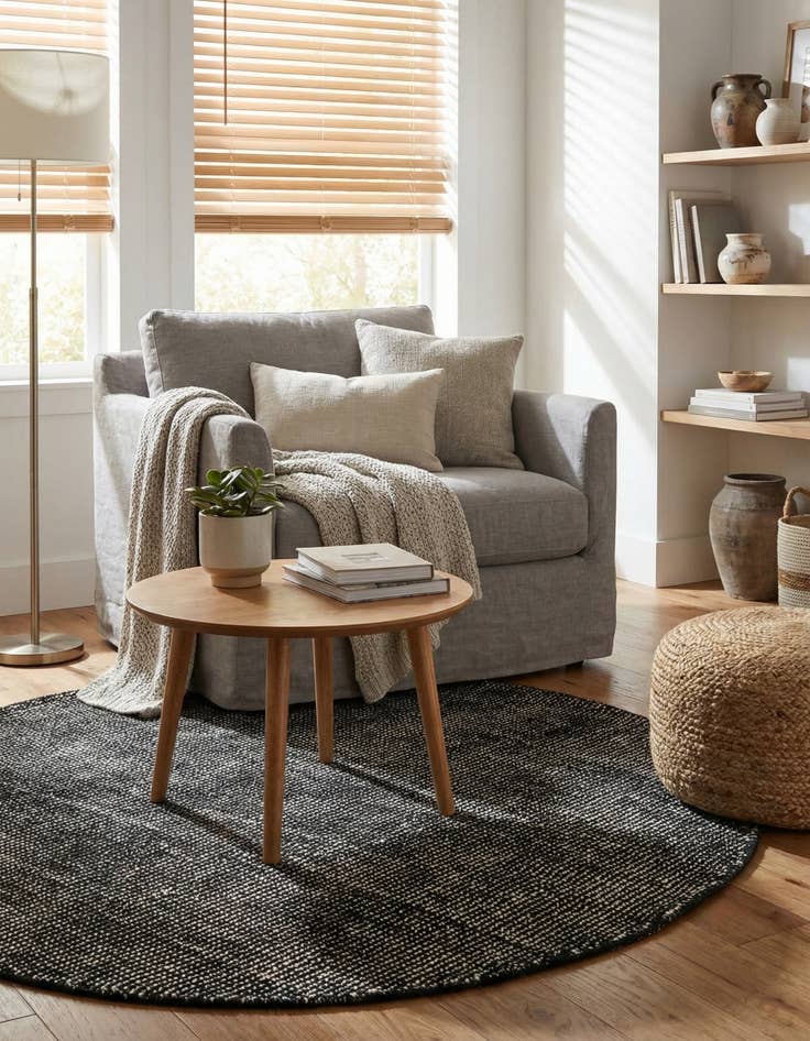 Detail image of 5' 3 x 5' 3  Hand Woven Jill Zarin English Manor Farmhouse Wool Round Rug