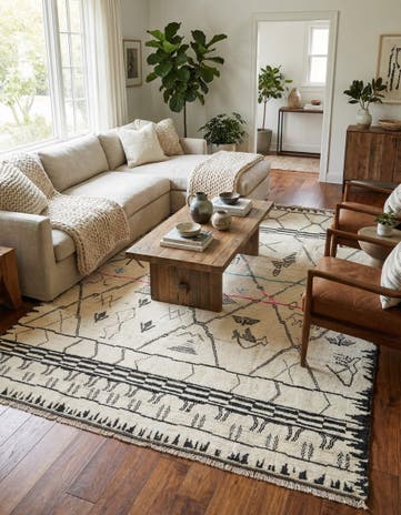 9' 1 x 12' 10 Hand Knotted Moroccan Wool Rug