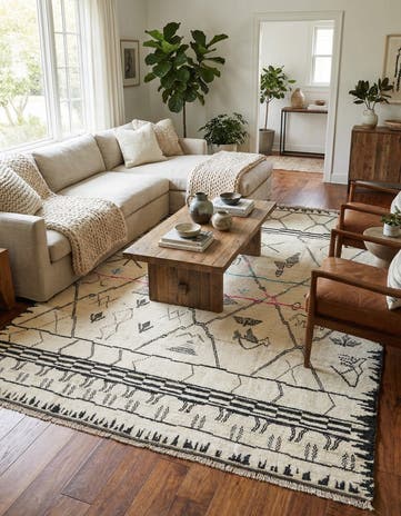 9' 1 x 12' 10 Hand Knotted Moroccan Wool Rug