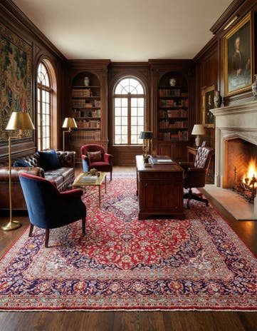 9' 8 x 13' 2 Hand Knotted Kashan Persian Wool Rug