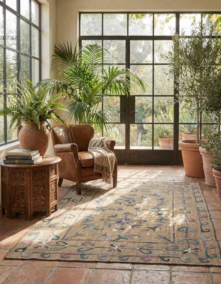 Detail image of 5' 7 x 7' 2 Hand Woven Kilim Suzani Wool Rug