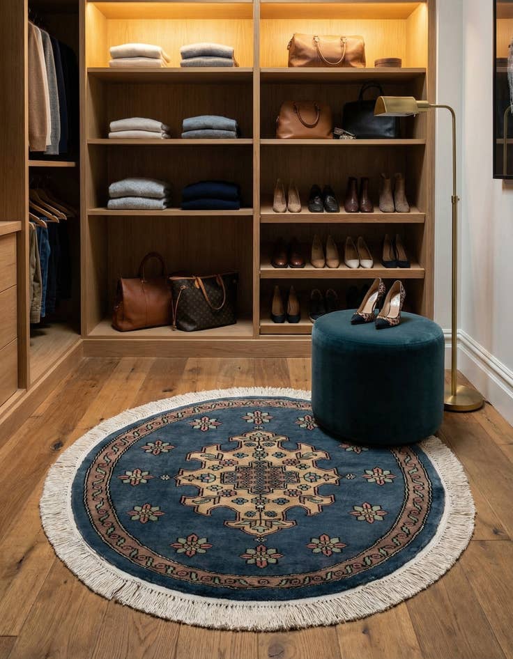 Detail image of  2' 8 x 2' 8  Hand Knotted Bokhara Oriental Round Rug