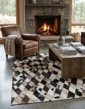 4' 1 x 5' 10 Cowhide Stocks Rug