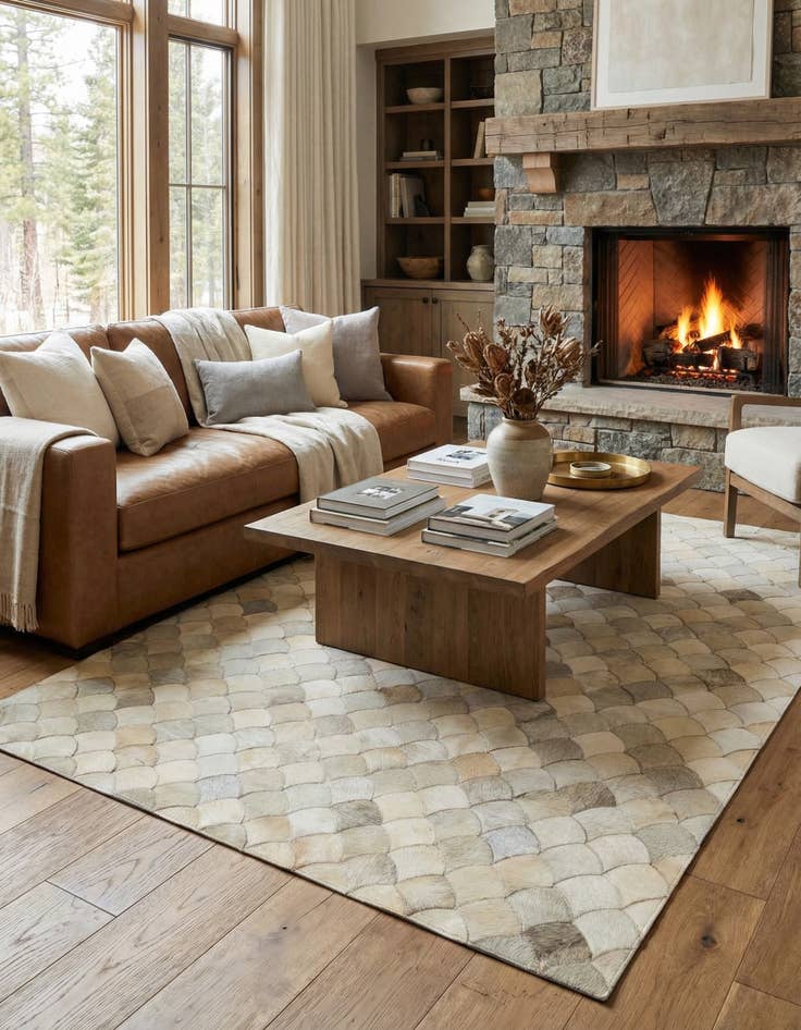 Detail image of  5' x 7' 11 Cowhide - Patchwork Rug