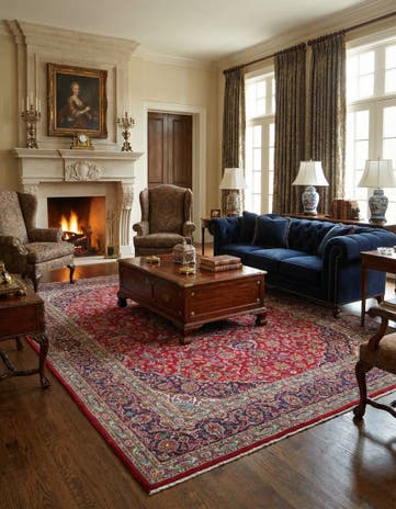 9' 9 x 12' 7 Hand Knotted Mashad Persian Wool Rug