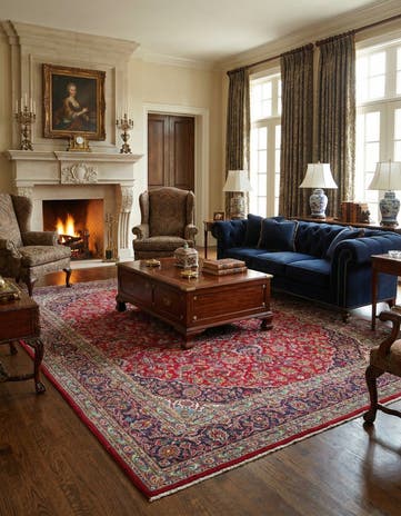 9' 9 x 12' 7 Hand Knotted Mashad Persian Wool Rug
