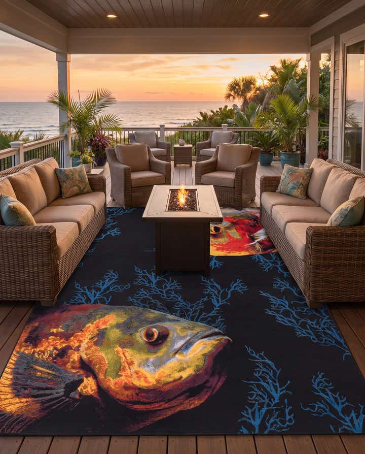 9' x 12' Easy-Clean Coastal Indoor / Outdoor Rug