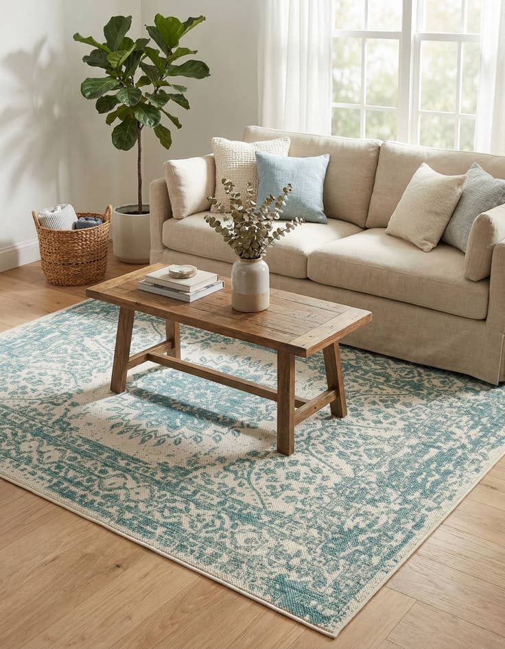 Detail image of  4' x 6'  Washable Traditional Indoor / Outdoor Rug