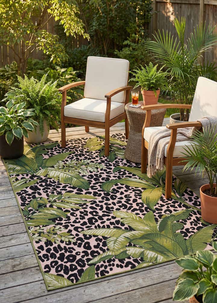 4' x 6' Easy-Clean Botanical Indoor / Outdoor Rug