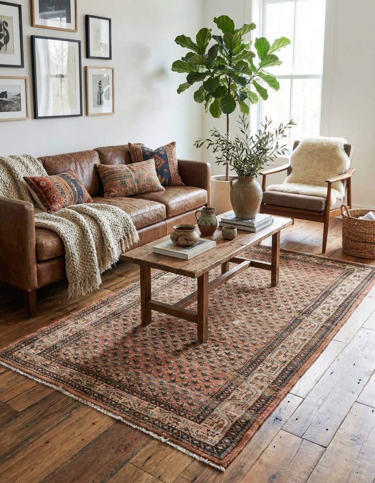 Detail image of 3' 9 x 7' 4  Hand Knotted Ultra Vintage Persian Wool Rug