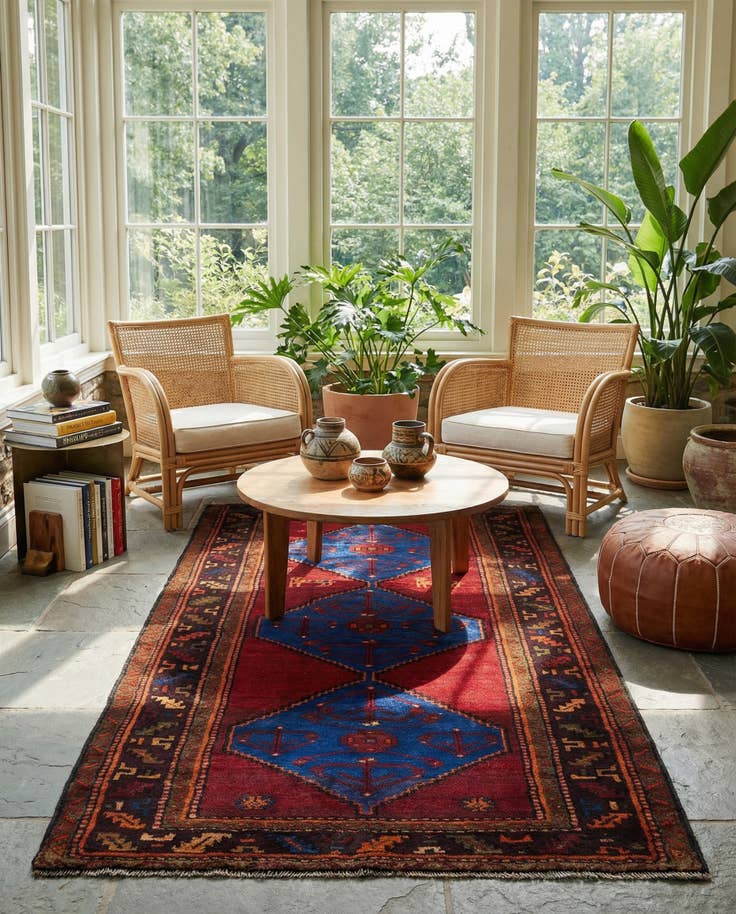 Detail image of 4' 1 x 7' 6 Hamedan Wool Rug