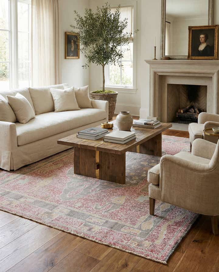 8' x 10' 3 Hand Knotted Oushak Wool Rug