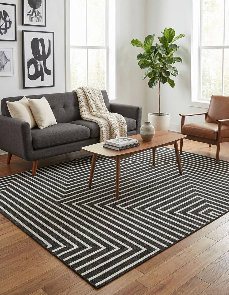 Detail image of  9' x 12'  Washable Modern Indoor / Outdoor Rug