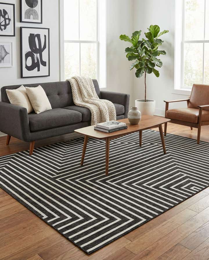 9' x 12' Easy-Clean Modern Indoor / Outdoor Rug