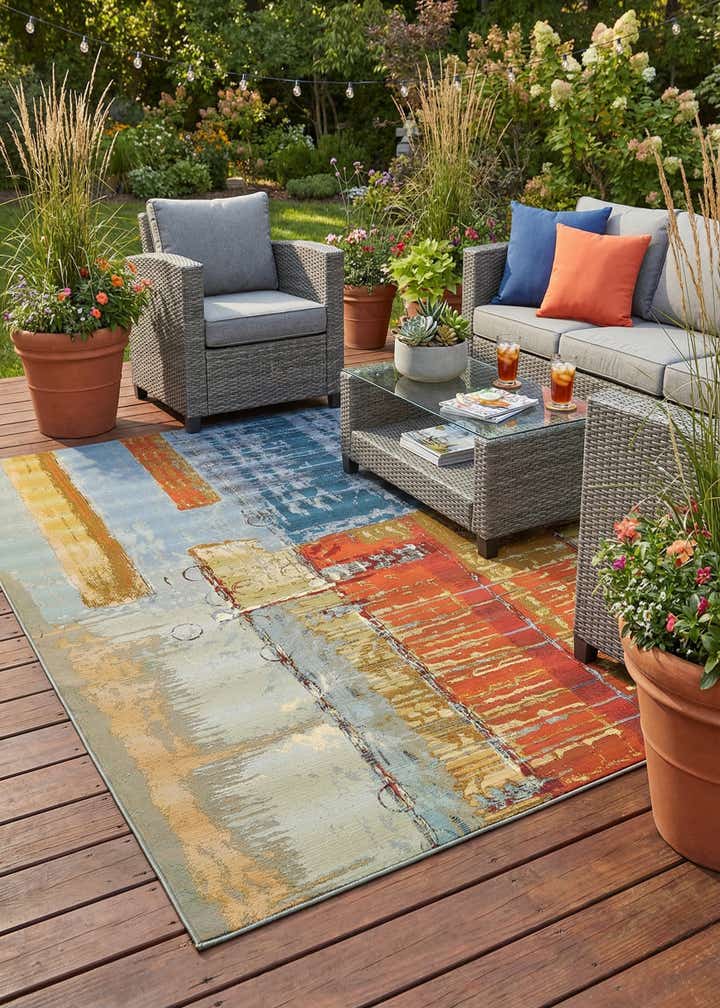 10' x 12' 2 Easy-Clean Modern Indoor / Outdoor Rug