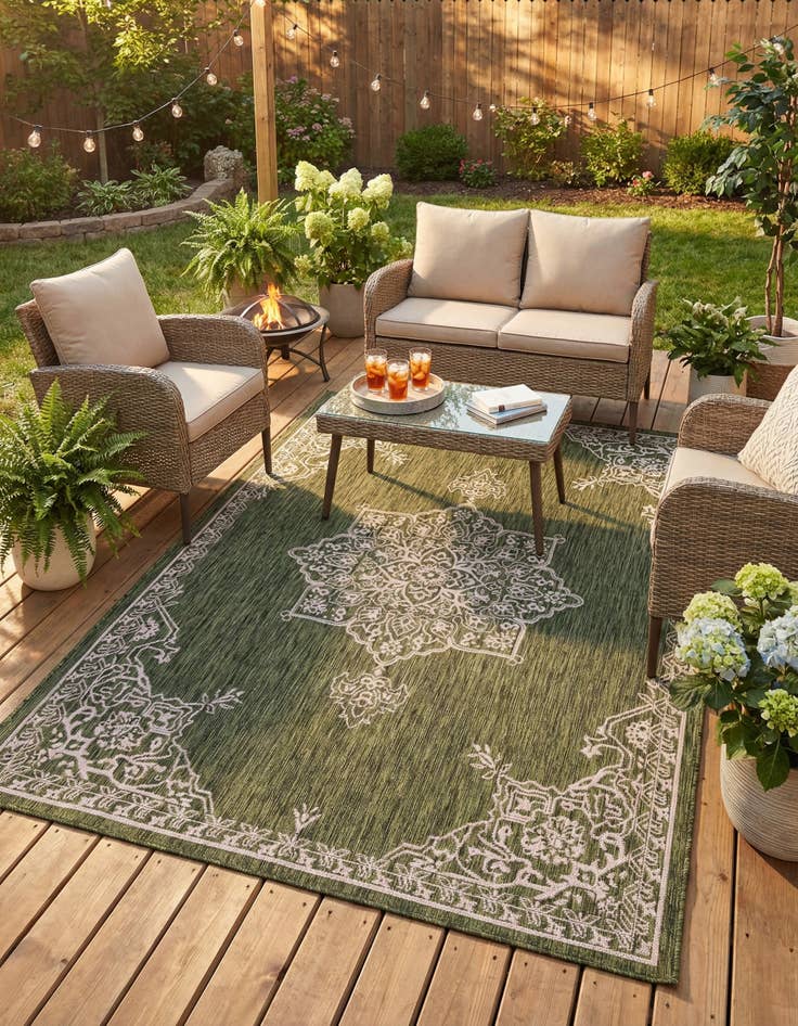 Detail image of 7' x 10' Easy-Clean Traditional Indoor / Outdoor Rug
