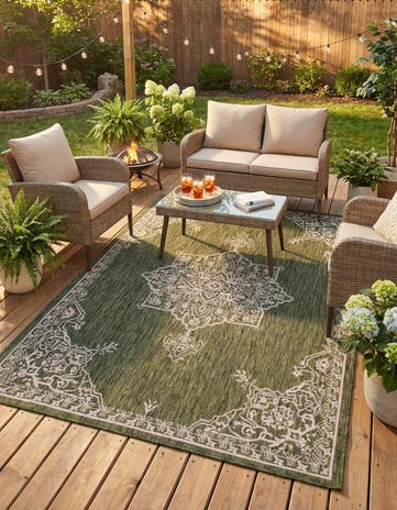 7' x 10' Easy-Clean Traditional Indoor / Outdoor Rug