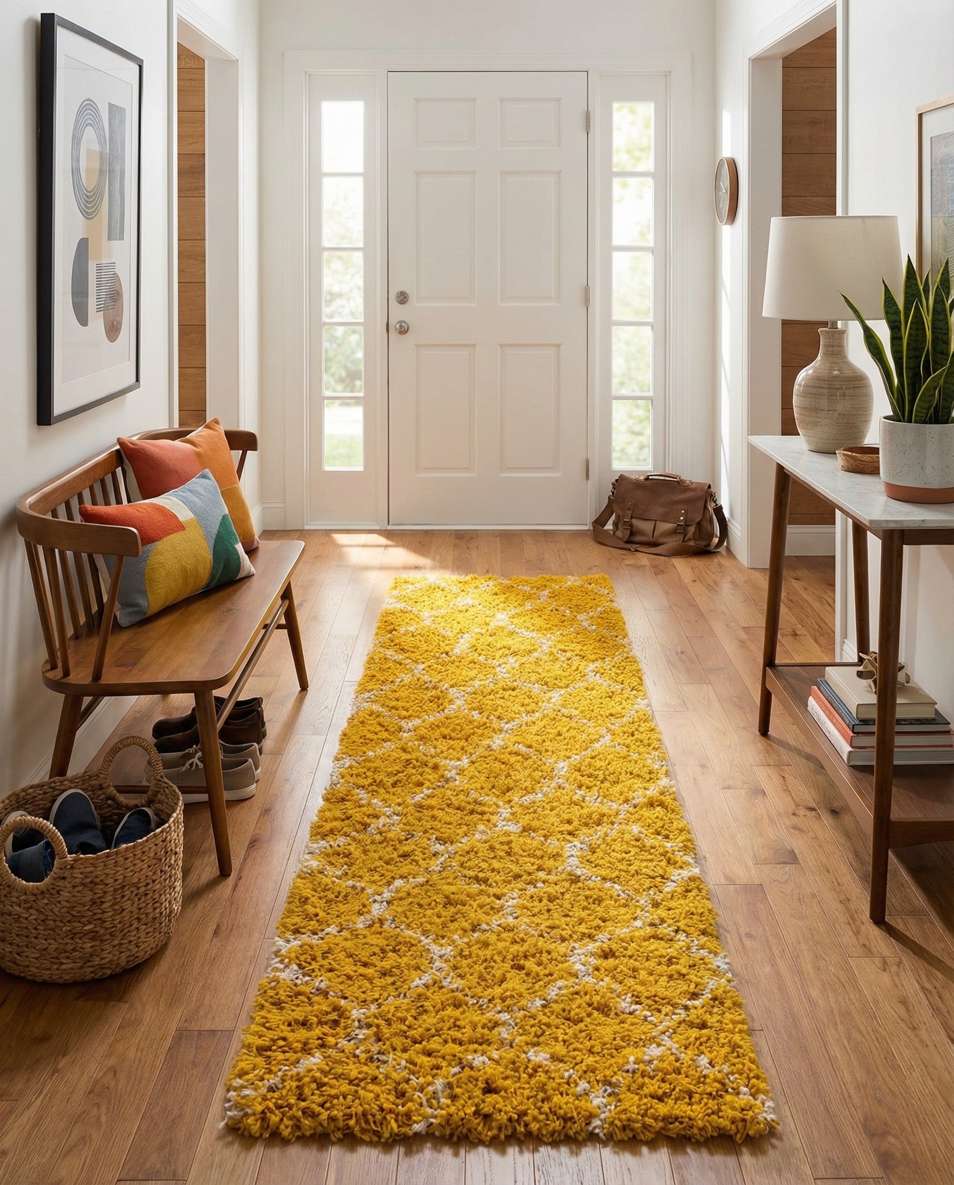  2' 7 x 12' Lattice Shag Runner Rug