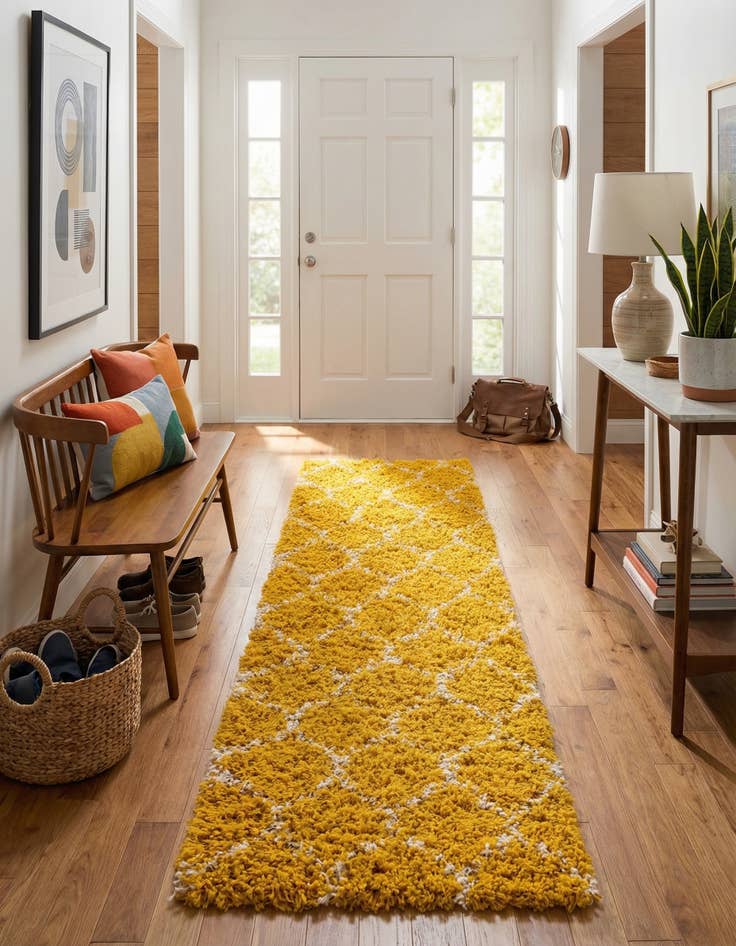 Detail image of  2' 7 x 12' Lattice Shag Runner Rug