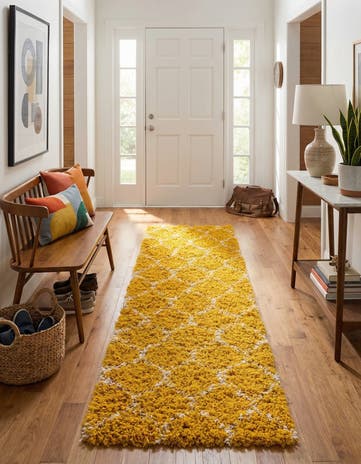 2' 7 x 12' Lattice Shag Runner Rug