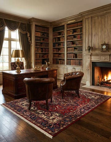 8' x 10' 5 Heriz Wool Rug
