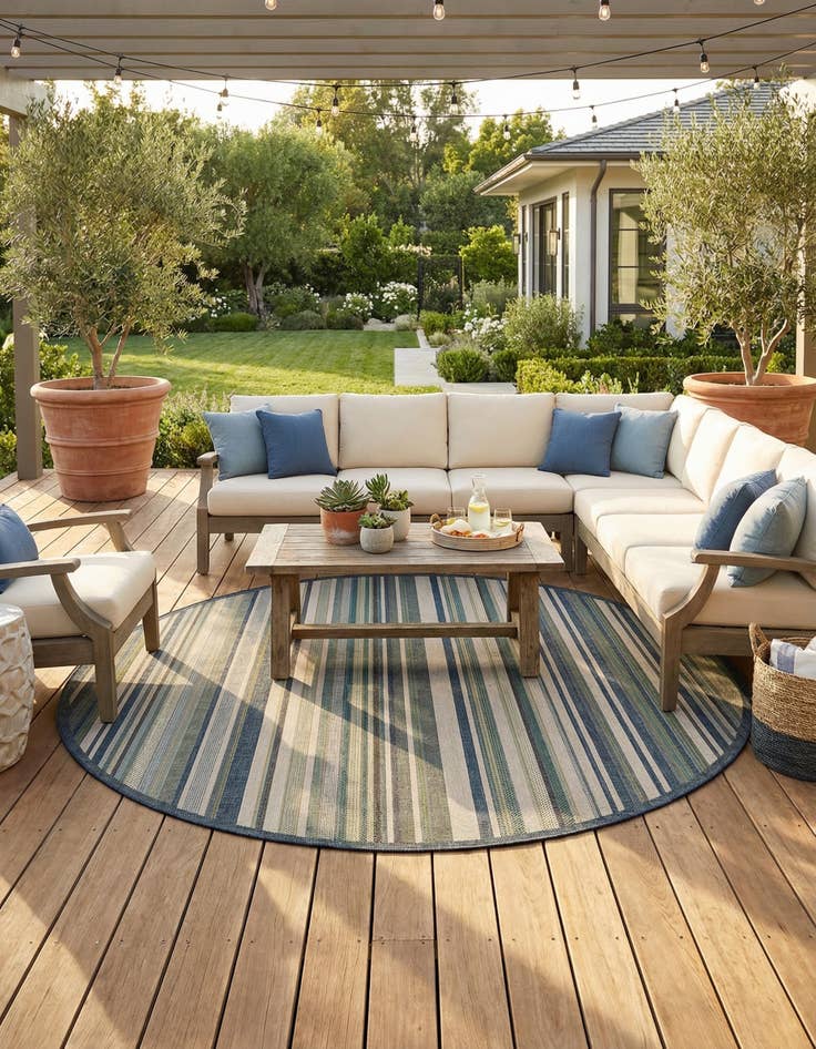 Detail image of 10' x 10'  Washable Baja Indoor / Outdoor Round Rug