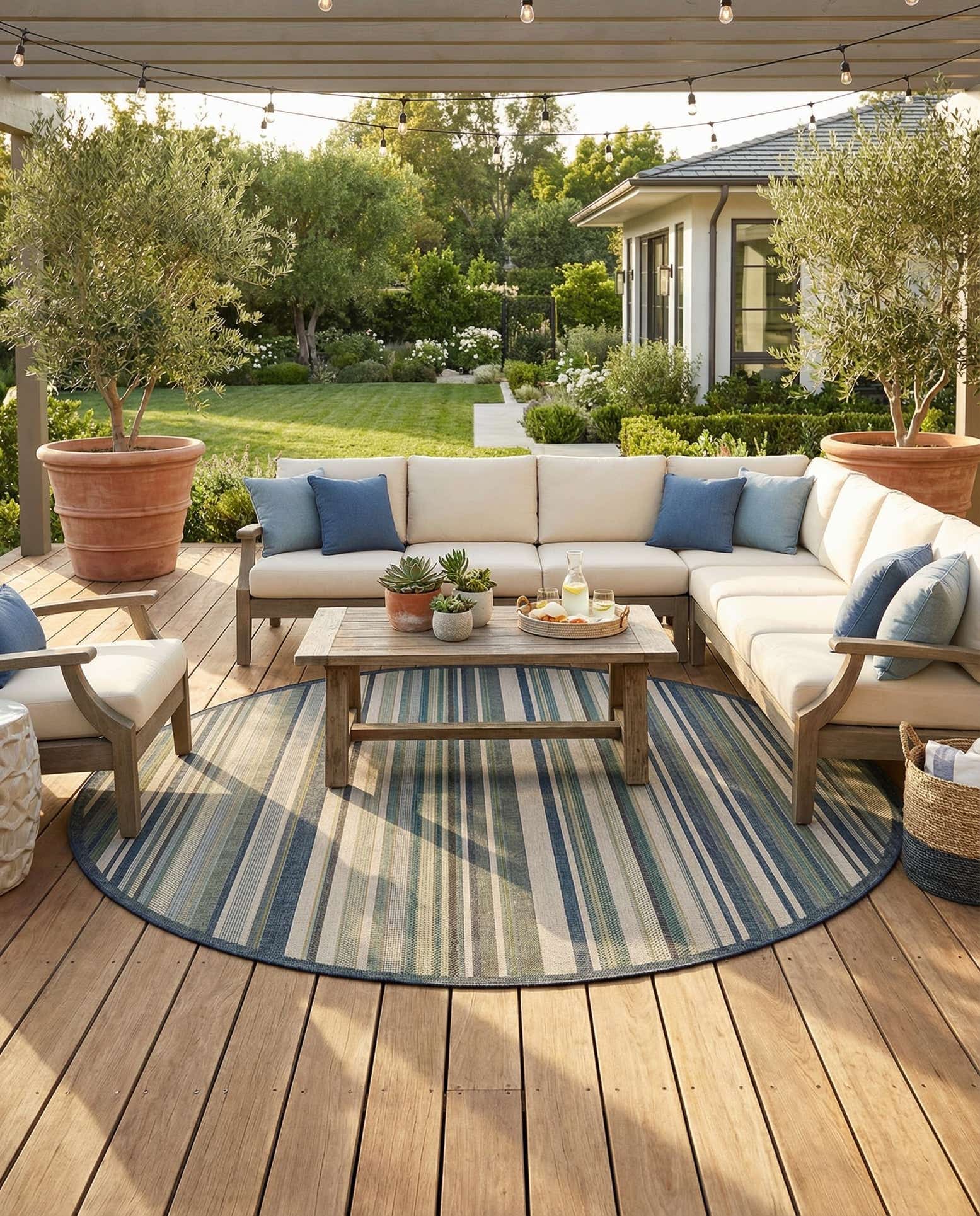 10' x 10' Easy-Clean Baja Indoor / Outdoor Round Rug
