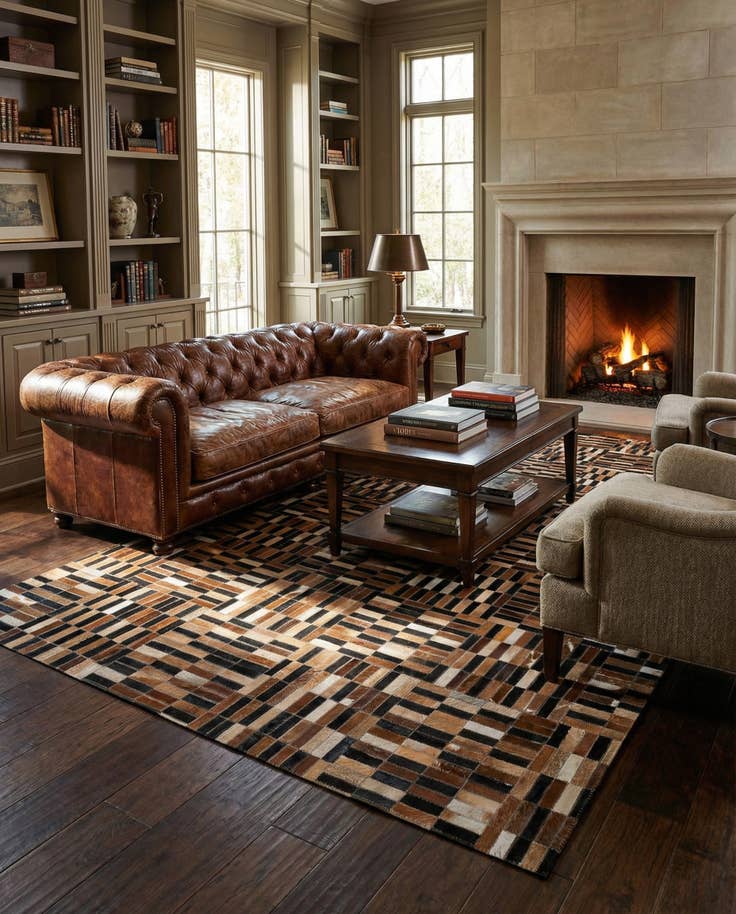 Detail image of 5' 1 x 7' 10 Cowhide - Patchwork Rug