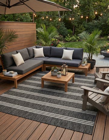 Charcoal Easy-Clean Jill Zarin Anguilla Indoor / Outdoor Rug