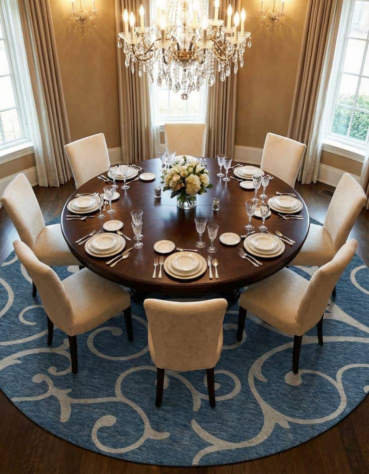 Detail image of  13' x 13'  Washable Botanical Indoor / Outdoor Round Rug