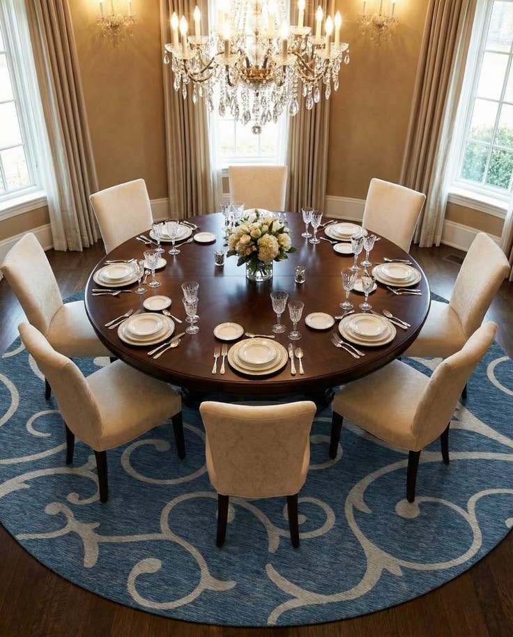 Detail image of 13' x 13' Easy-Clean Botanical Indoor / Outdoor Round Rug