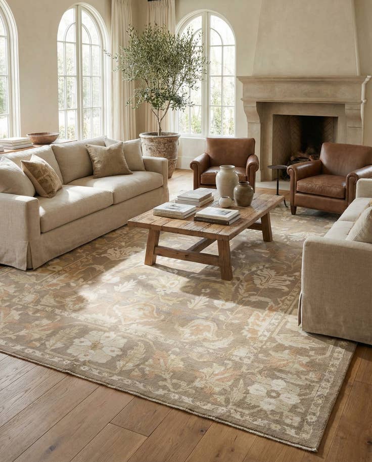 Detail image of 11' 2 x 15' 7 Hand Knotted Oushak Wool Rug