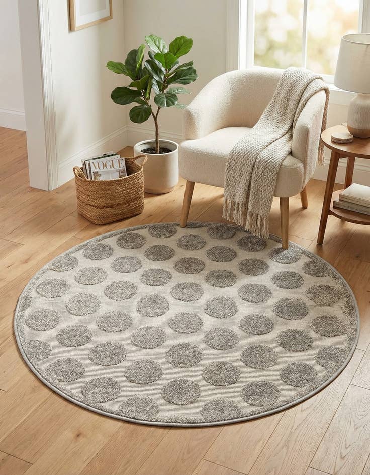 Detail image of  3' x 3'  Washable Sabrina Soto Indoor / Outdoor Round Rug