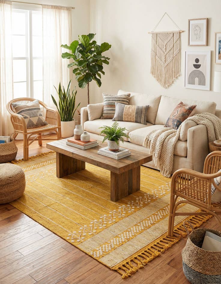 Detail image of  7' 10 x 10'  Washable Eco Bohemian Indoor / Outdoor Rug