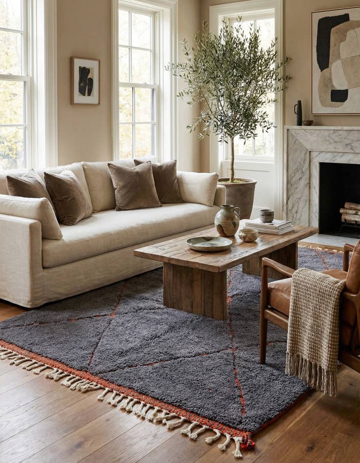 Detail image of 5' 4 x 8' 3  Hand Knotted Moroccan Wool Rug