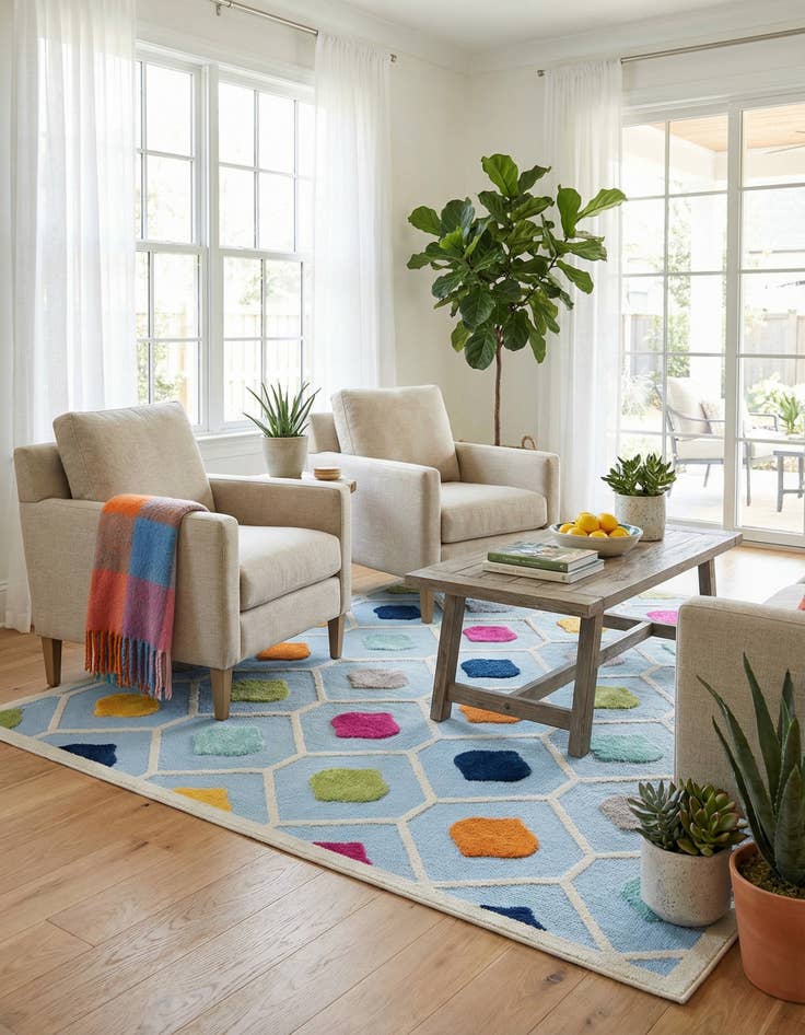 Detail image of 7' 10 x 7' 10 Easy-Clean Aruba Indoor / Outdoor Square Rug
