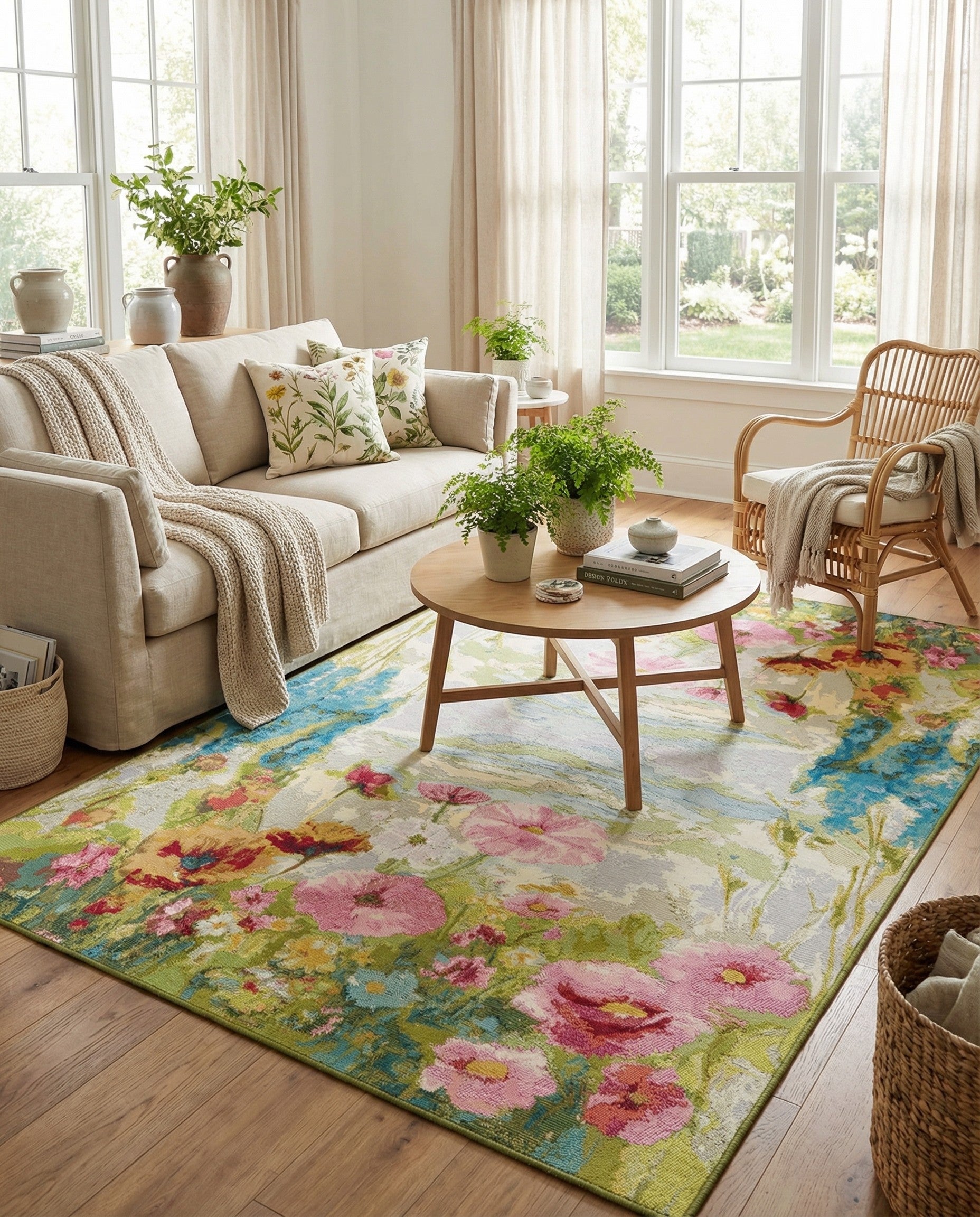 5' x 8' Easy-Clean Botanical Indoor / Outdoor Rug